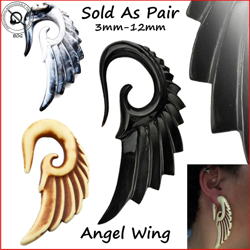 

Pair Acrylic Angel Wing Hook Spiral Ear Plug Stretcher Taper Gauge Expander Piercing Body Jewelry