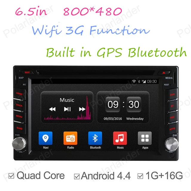 

6.5in Quad Core car DVD Android 4.4 for Car Radio 2 Din GPS NAVI RADIO BT 800*480 support DAB+ TPMS DVR