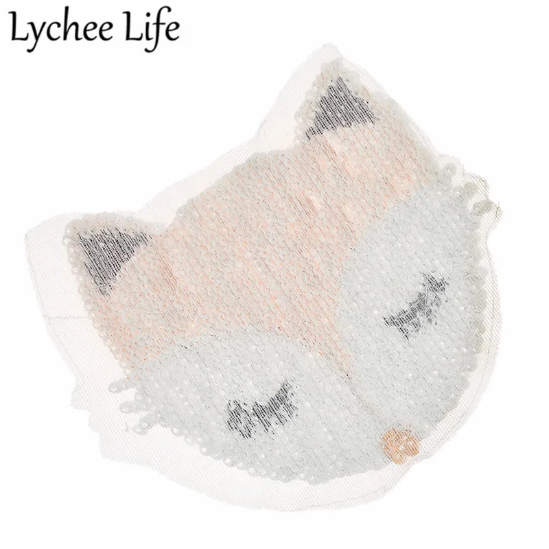 Lychee Life Fox блестки патчи двусторонние нашивки DIY голова животного ручной работы