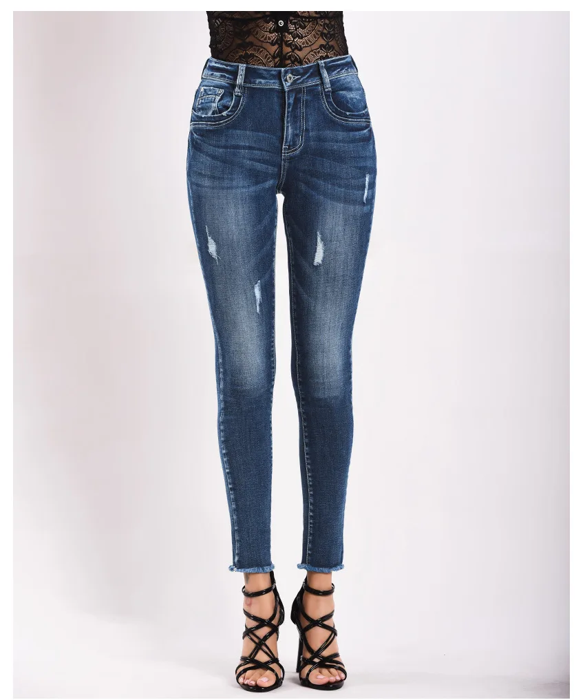 2018 jeans autumn and winter in Europe and the United States women's stretch slim thickened warm jean small leg pants nine points pencil pants (11)