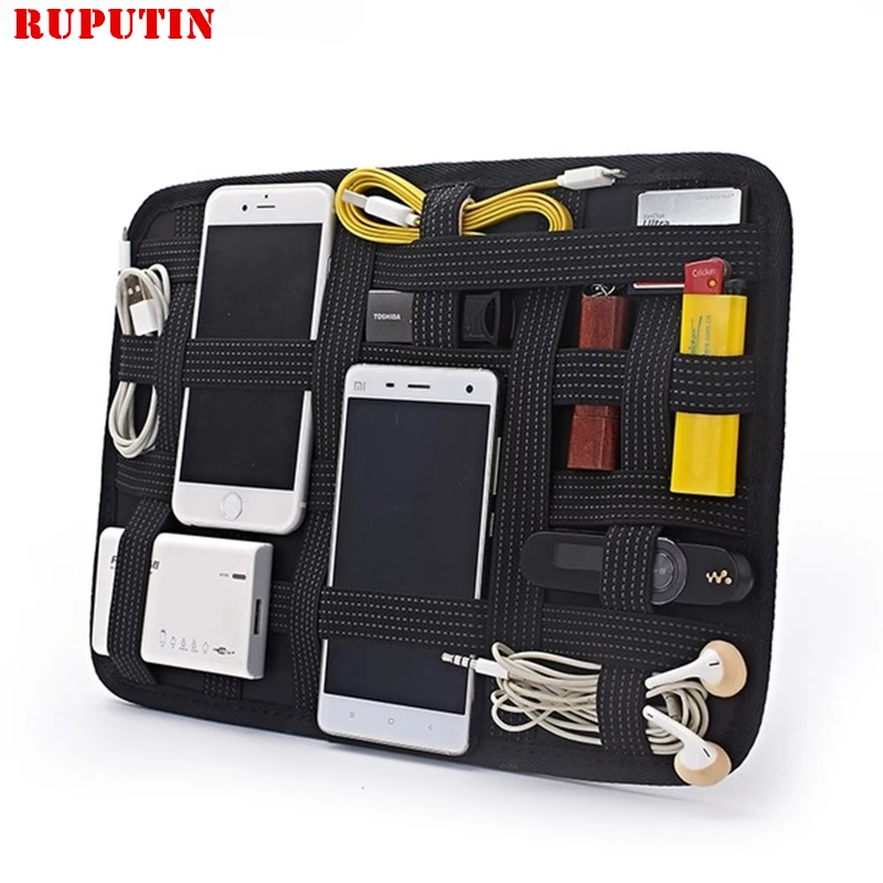 

RUPUTIN Travel Electronic Fittings Storage IPad Data Line Package Double Portable Electronic Digital USB Bag Travel Accessories