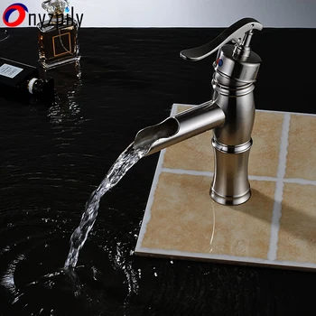 

Sink FaucetBrushed Nickel One Bathroom Handle Hole Deck Mounted Basin Mixer Tap