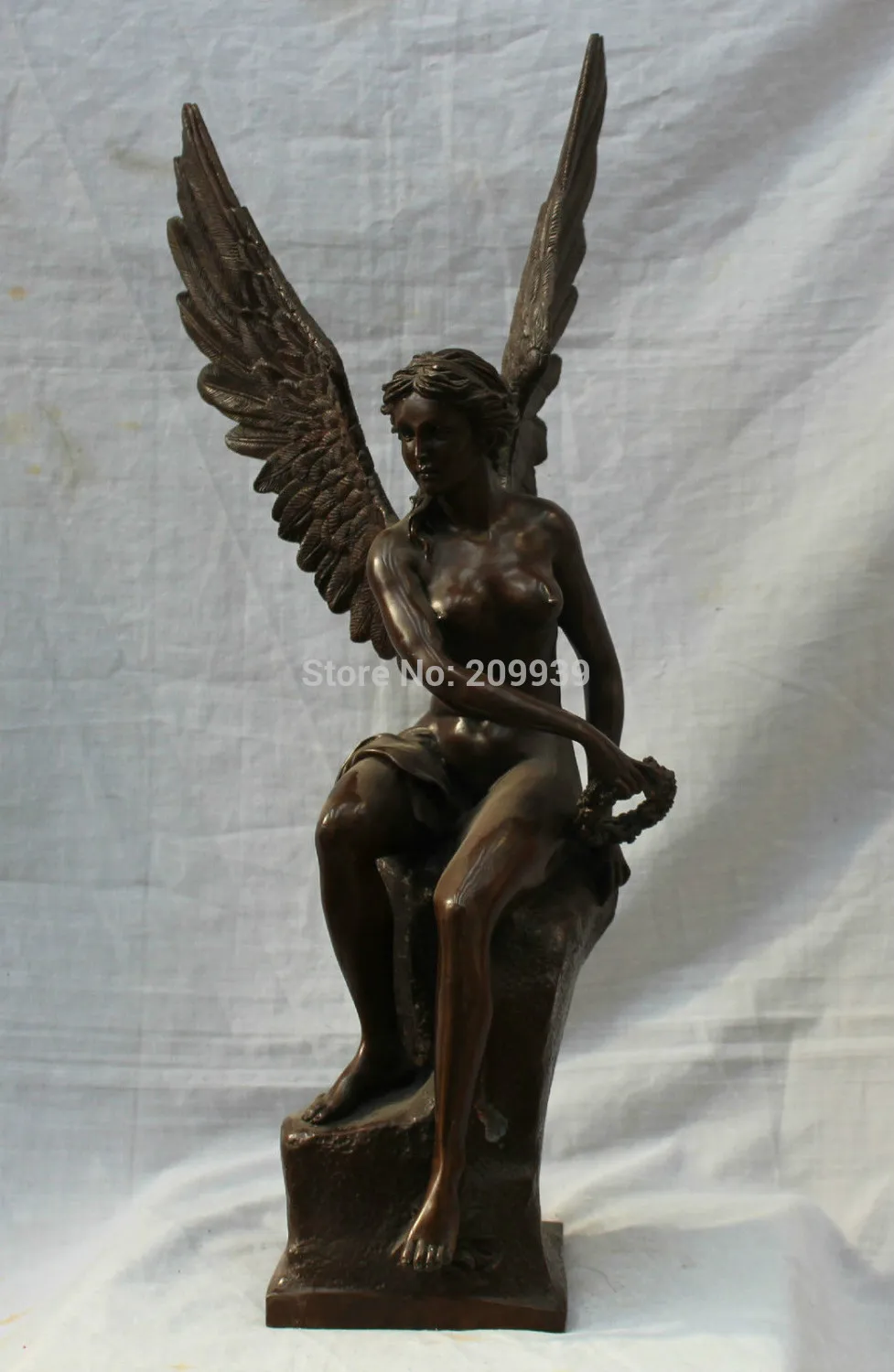 

huij 006596 24 Bronze Winged Victory Lady Goddess Athena Mythology Sculpture Statue (A0314)