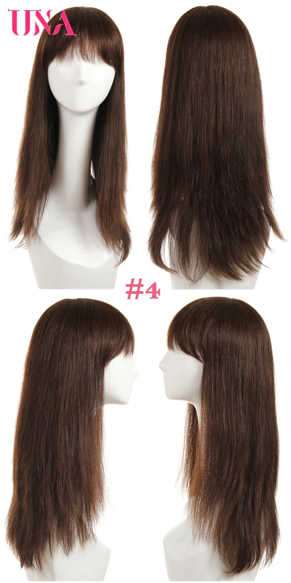UNA человеческие волосы парики для женщин длинные прямые человеческие волосы 150% плотность индийские прямые человеческие волосы парики не Реми машинные парики