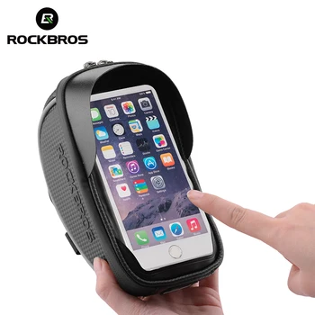 

ROCKBROS Touch Screen Cycling Bike Bag With Lid Rainproof Foldable Bicycle Handlebar Bag Front Tube Phone Case Pannier EVA+PU