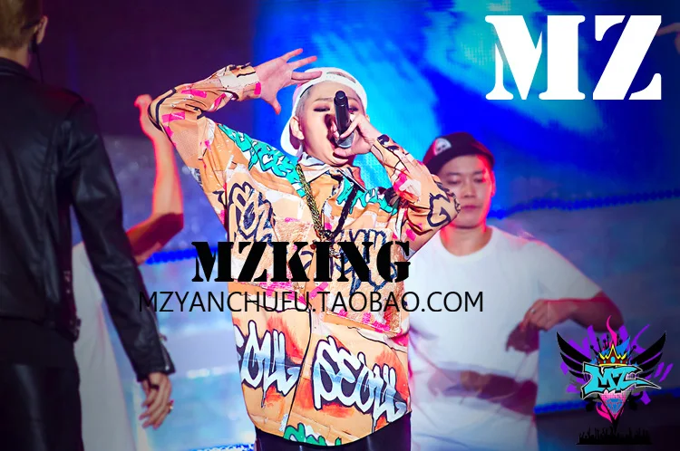 Мужская DJ Singer blockb zico граффити хип хоп длинная эластичная рубашка костюмы сценическая Повседневная Свободная рубашка! S-4XL