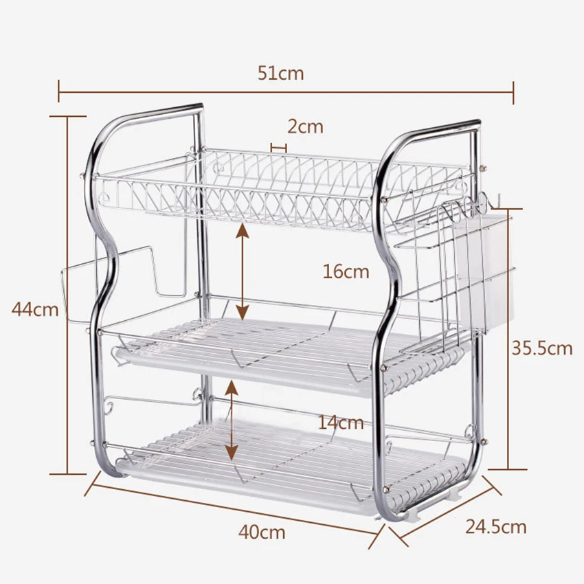Новая бытовая сушилка для посуды, набор, три слоя, стеллаж для хранения, кухонная полка, тарелка, посуда, столовые приборы, подставка для чашки с лотком, сушилка для чаши