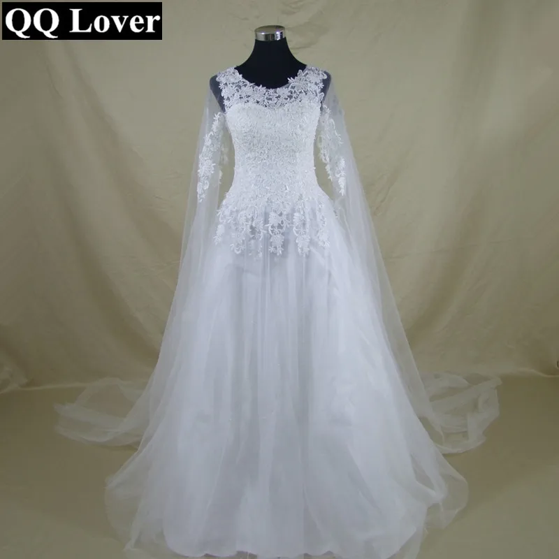 

QQ Lover New Arrival Big Train Beach Wedding Dress Custom-made Plus Size Vestido De Noiva