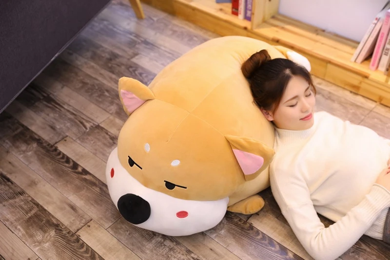 New Cute Shiba Inu doll fat puppy plush toy sleeping appease soft cute doll Children birthday gift 39inch 100cm DY50644 (11)