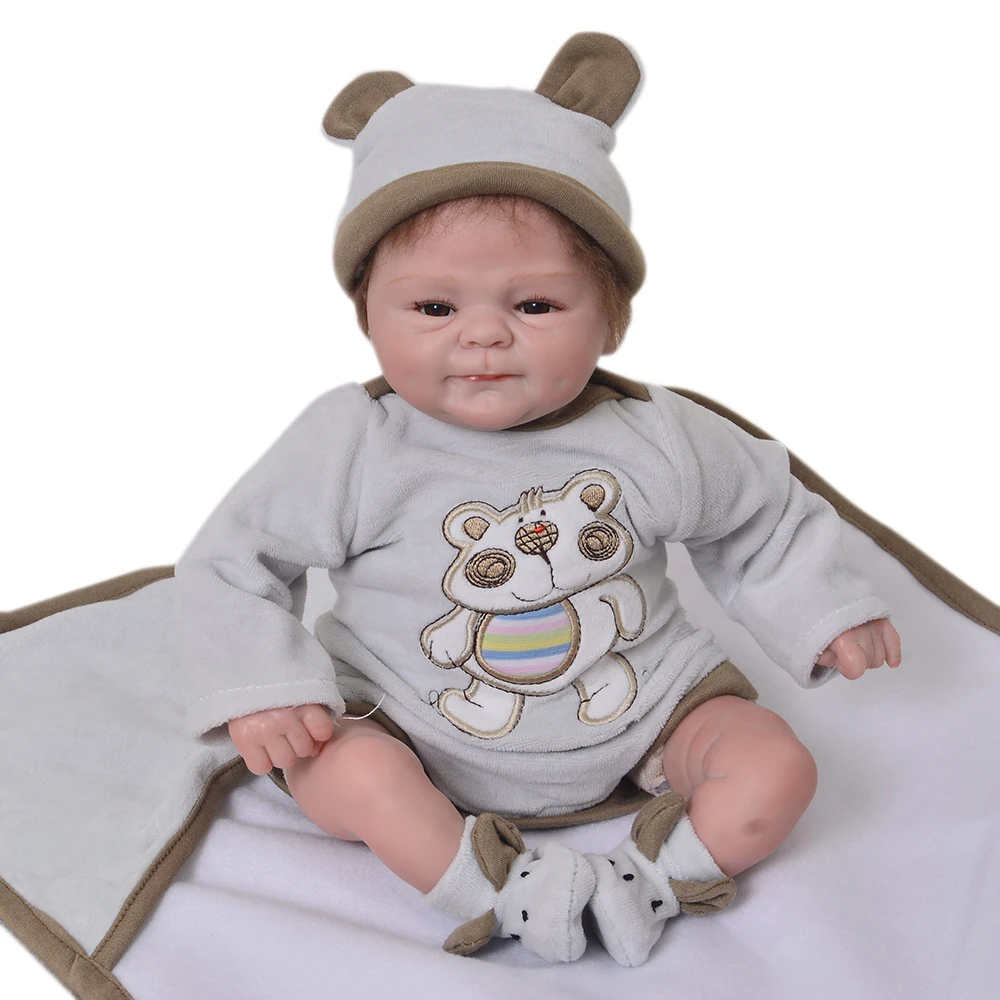 

Real Life 17'' Soft Silicone Dolls Reborn Kids Toys Vinyl Babies With Cloth Body Cartoon Fashion Children Birthday Xmas Gifts
