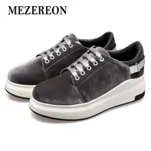 MEZEREON/повседневная обувь на плоской подошве; модная женская обувь с круглым носком; обувь на платформе со шнуровкой; женская обувь на плоской подошве; сезон весна-осень; цвет черный, серый; криперы