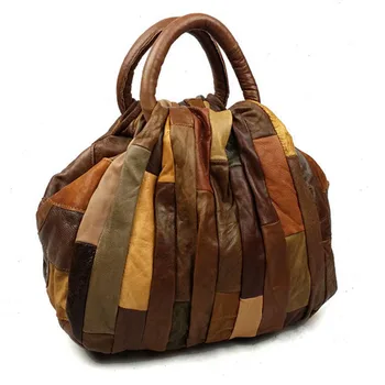 

Genuine Leather Women Bag Splice Cross Body Messenger Tote Bags National trend Style Female fashion Handbags