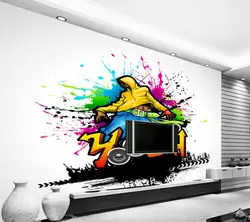 Пользовательские papel де parede 3 d, музыку и Танцы граффити фрески для бар КТВ фон стены водонепроницаемый обои