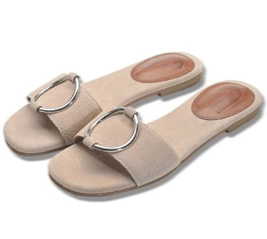 Лето 2017 г. Лидер продаж сплошной Цвет украшения из металла Сандалии на плоской