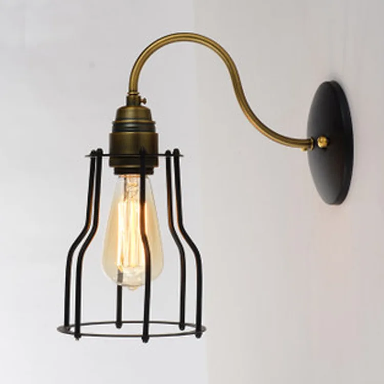 cage lighting North American exotic European antique varnish old wall bathroom light iron lamp luminaire abajur bed