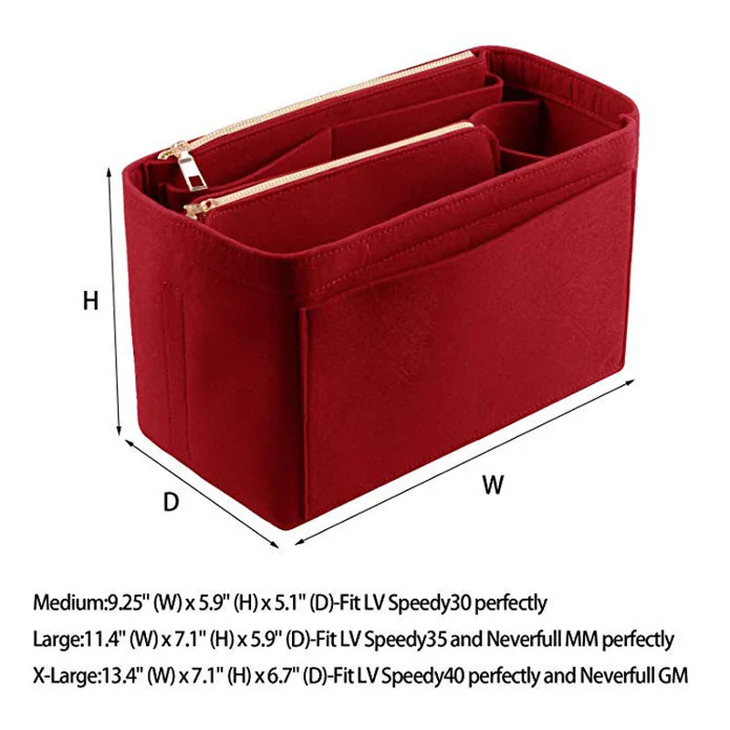 Женский органайзер для макияжа/войлочная Сумка-вкладыш для сумочки, дорожный Внутренний кошелек, портативные косметички, подходят для Neverfull
