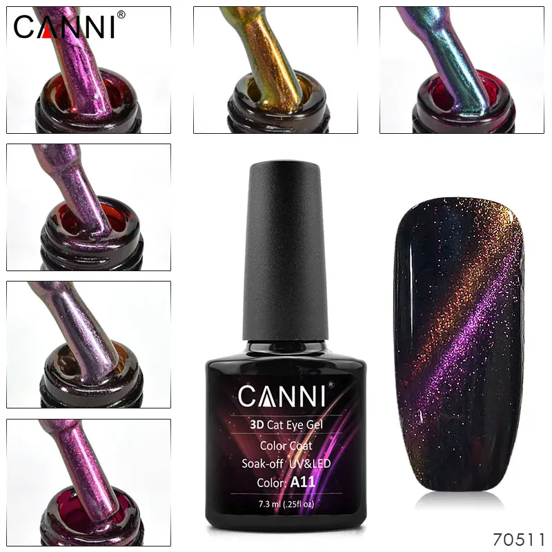 

70511 CANNI 7.3ML NEW 6 COLORS Metal Chameleon Colors Change Color Magnetic FAST DRY 3D CAT EYE GEL NAIL POLISH