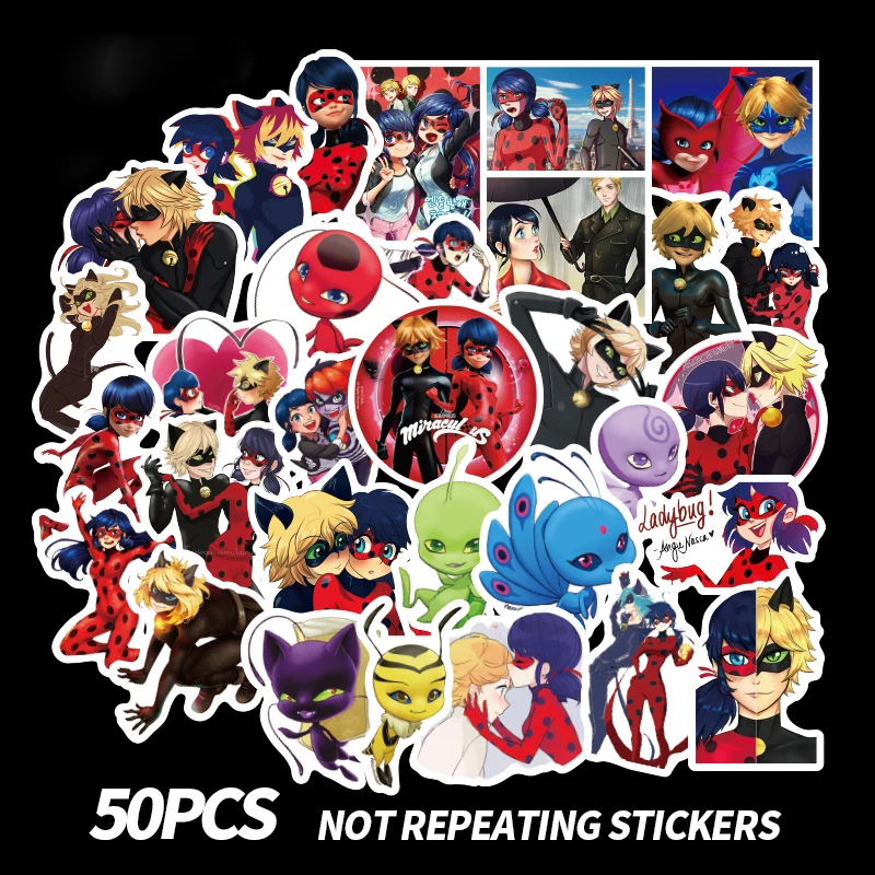 

50pcs Ladybug Cartoon Toy Stickers For Car Styling Bike Motorcycle Phone Laptop Travel Luggage Cool Sticker Decals