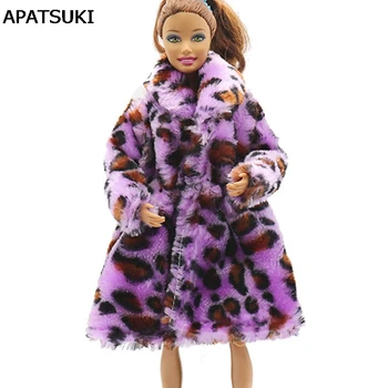 

Purple Leopard Print Fashion Doll Clothes For Barbie Doll Winter Wear Clothing Doll's Dress 1/6 BJD Doll Accessories Kids Toy