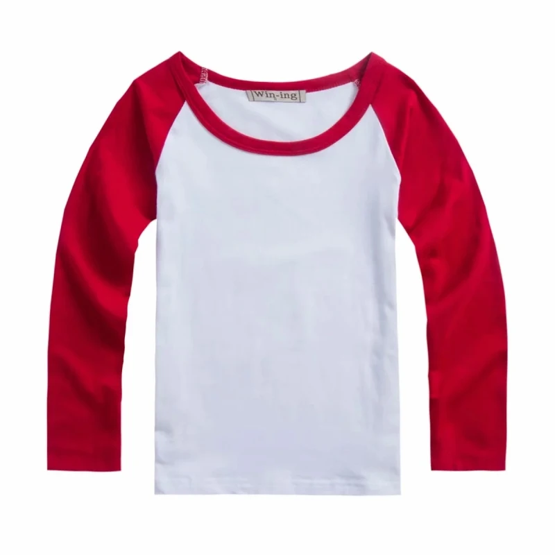 Одежда для мальчиков и девочек на заказ дизайнерские Детские футболки с индивидуальным дизайном детские топы с длинными рукавами в стиле унисекс с текстовым принтом - Цвет: Красный