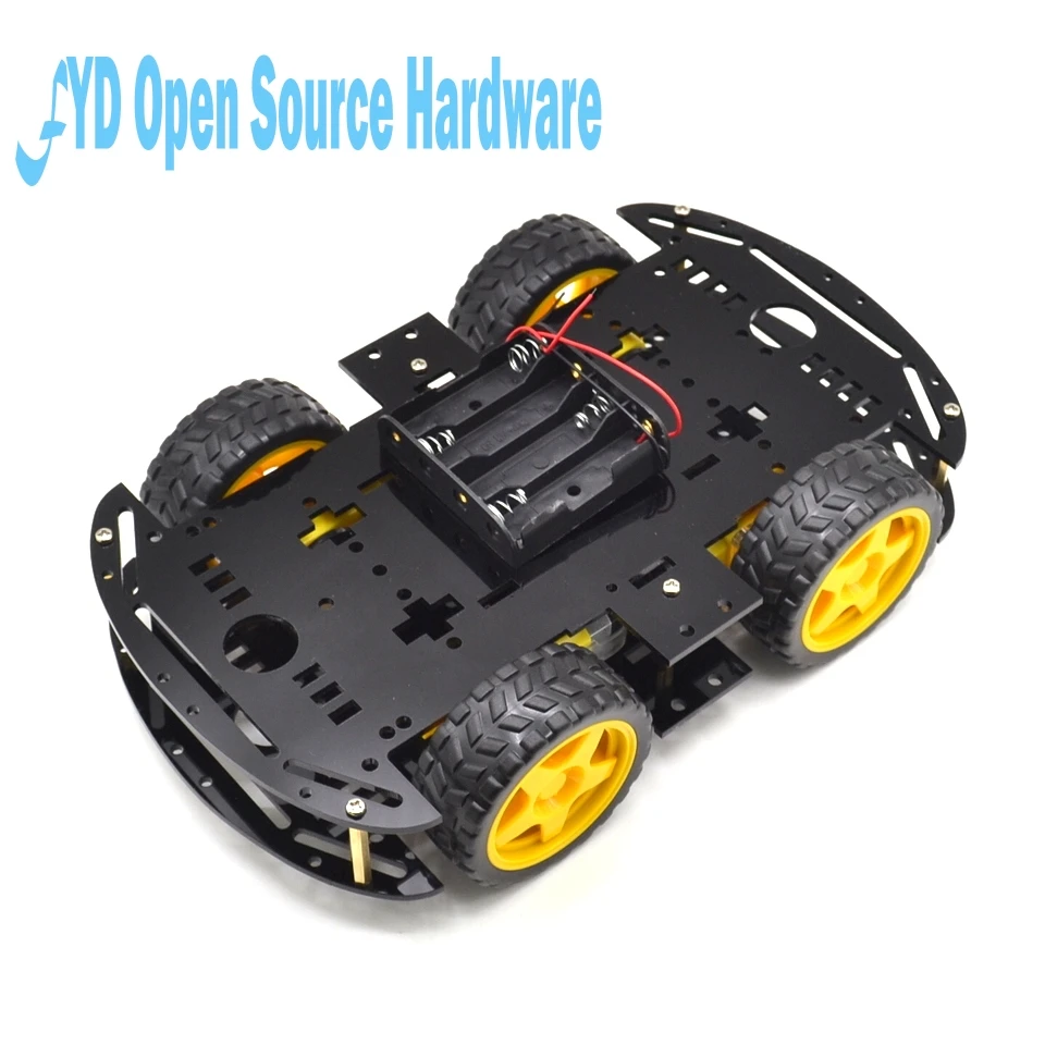 

1 pc black Motor Smart Robot Car Chassis Electronic Manufacture DIY Kit Speed Encoder Battery Box 4WD 4 Wheel Drive Car