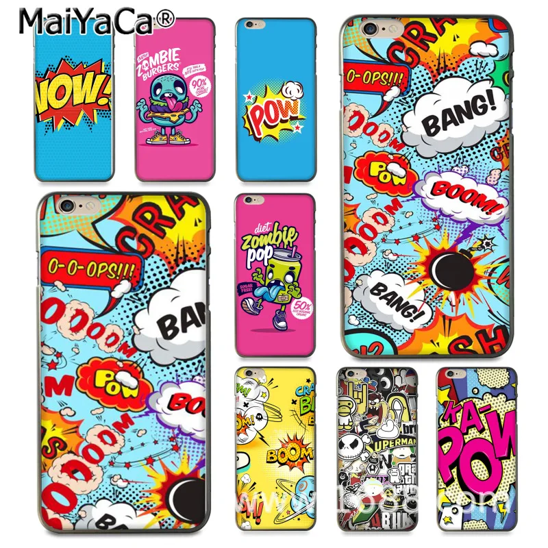 

MaiYaCa Pop Art cartoon POW Luxury Hybrid soft phone case for iPhone 8 7 6 6S Plus X 10 5 5S SE 5C Coque Shell