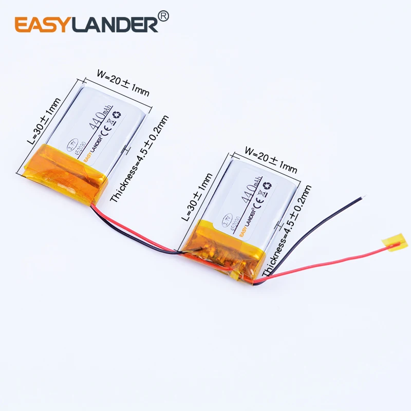 Bateria Recarregável Li-ion para Filmadora 452030 3.7v 440mah Bateria Recarregável Dispositivo Médico Modelos Especiais Oceano Ev0200 - Image 3