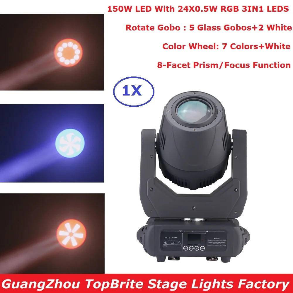 150W High Output White LED Moving Head Beam Lights With 24Pcs 0.5W RGB 3IN1 LEDS IP20 Professional Dj Stage Lighting Equipments