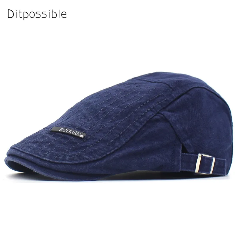 

Ditpossible 2019 new embroidery striped beret men flat caps adjustable berets casquette hats for men