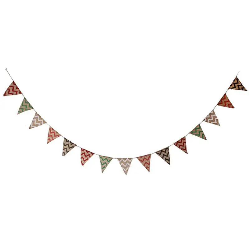 Pennant Banner Waves Triangle Linen Flag Decoration Hanging Flag
