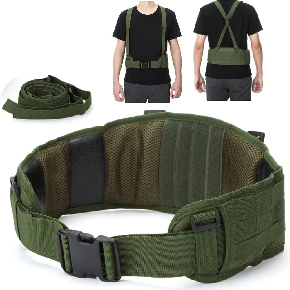 

Tactical vest MOLLE Girdle with Shoulder Sling Military Camouflage CS Padded Airsoft Combat Waist Belt Hunting Accessory on sale