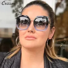 Роскошные брендовые дизайнерские Квадратные Солнцезащитные очки для женщин Ретро винтажные градиентные линзы негабаритных солнцезащитных очков новые женские солнцезащитные очки