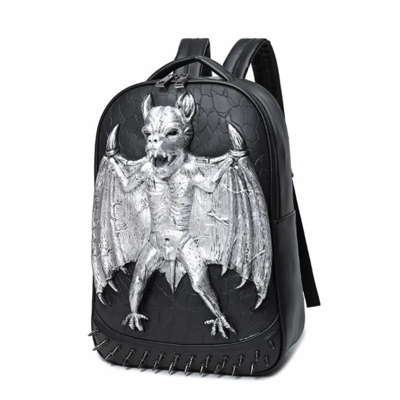 

Men Backpack personalized Street Cool Rock Grimace Pattern Bat Mettal Pattern Backpack Funny Shoulder Bag