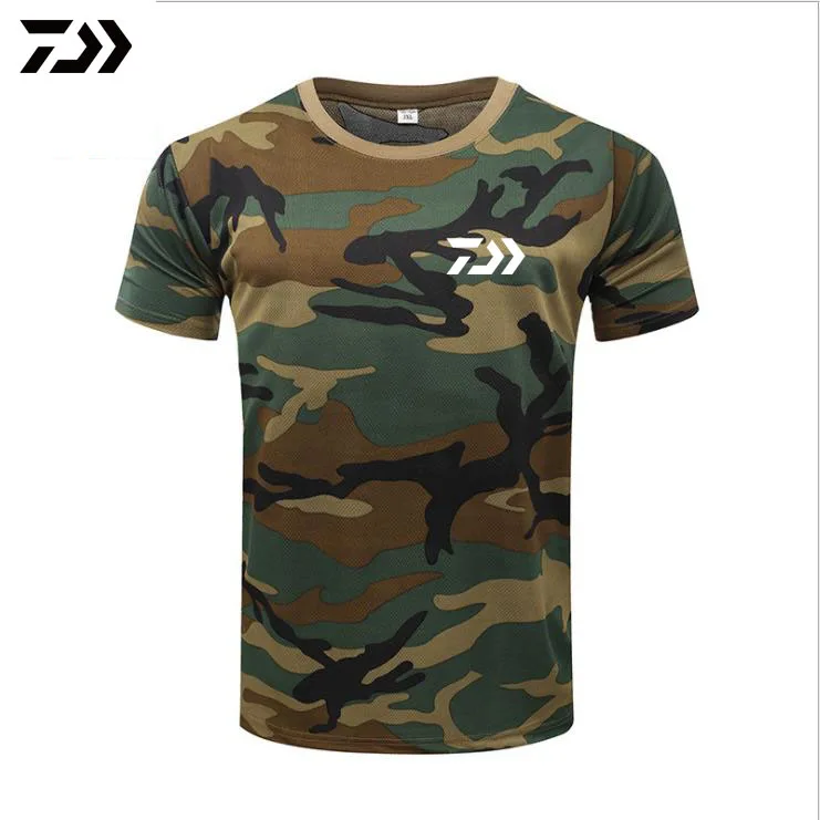 Мужская футболка DAIWA для рыбалки, летняя мужская камуфляжная одежда с коротким рукавом для рыбалки, Спортивная дышащая быстросохнущая одежда для рыбалки