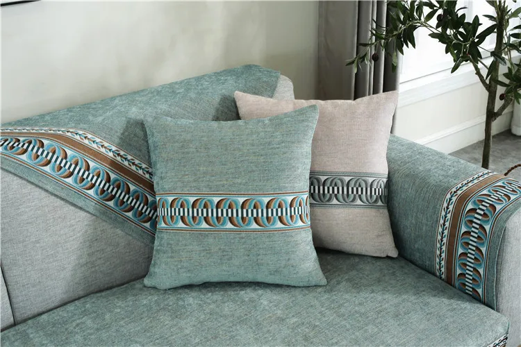 Нескользящий однотонный чехол для дивана с вышивкой, кружевной чехол для дивана для гостиной, диванная подушка, полотенце для поручней