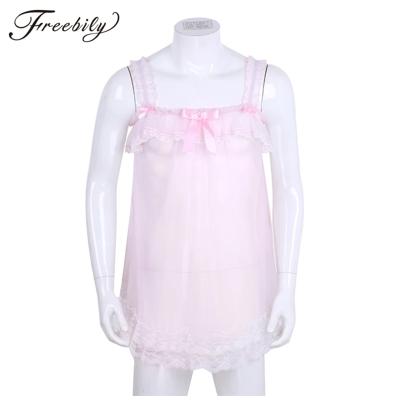 Мужское шелковое нижнее белье короткое прозрачное Прозрачное платье Babydolls