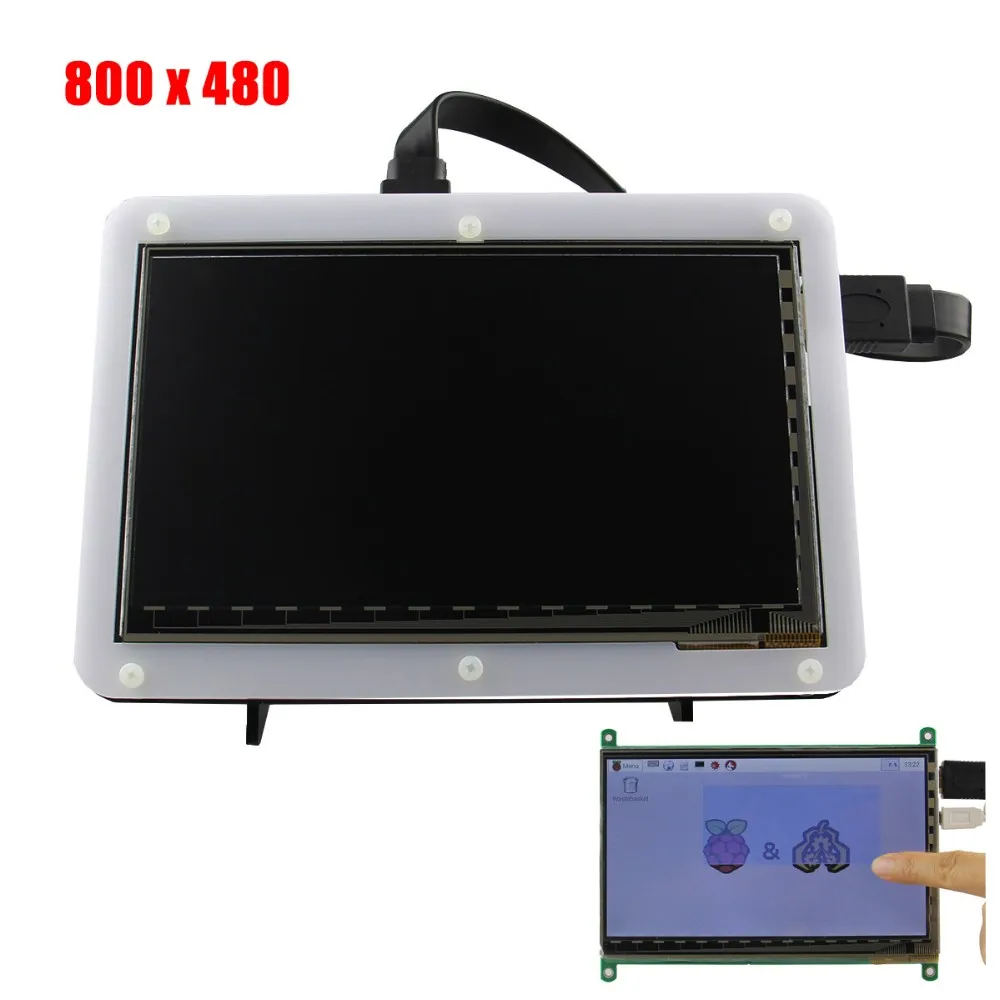 7 дюймов 800x480 TFT lcd HDMI емкостный сенсорный дисплей с акриловым кронштейном для Raspberry Pi 3B/2B/B Plus