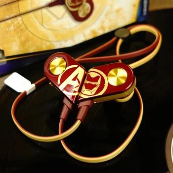 

iConstel K1 The Avengers Iron Man wireless Bluetooth headset golden HIFI Bilateral stereo Neckband sport earphones for iPhone
