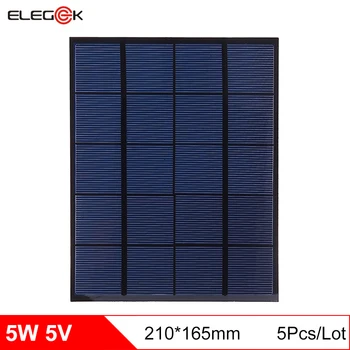 

ELEGEEK 5PCS Mono Solar Panel Cell 5W 5V DIY PET Solar Panel DIY for Battery Cell Phone Portable Chargers 210*165*3mm