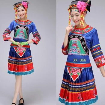 

Adults miao clothing Outfits Women Chinese folk dance wear costume traditional chinese costume pleat skirt