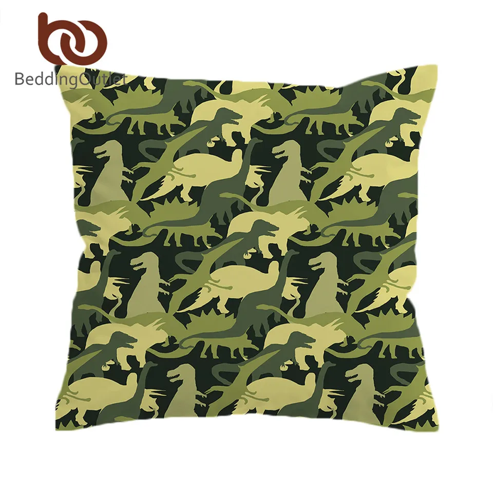

BeddingOutlet Dinosaur Troops Cushion Cover Animal Pillow Case Cover Camouflage Decorative Pillowcase for kids Sofa Bedding