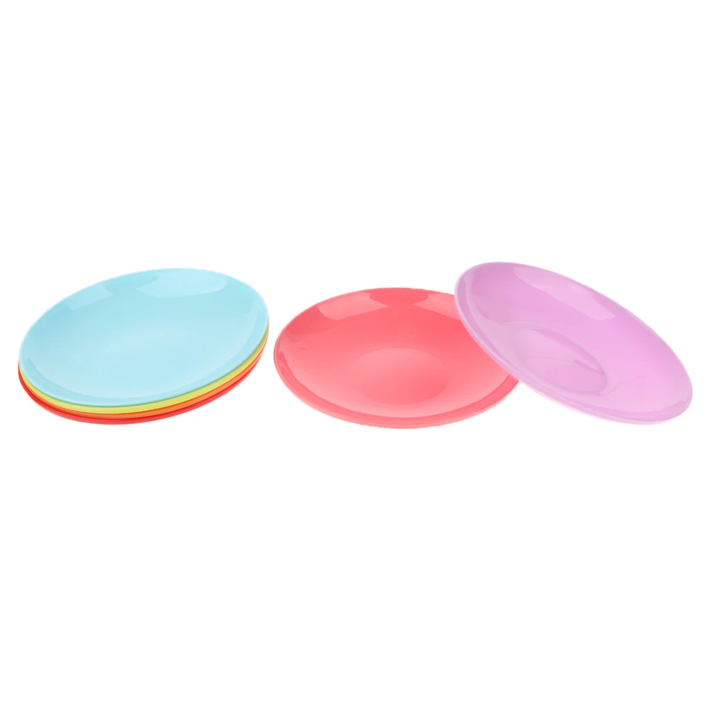 6Pcs Outdoor Camping Cooking Picnic Dishes Round Portable Stackable Plates 6.5inch for Travel Camping Picnic BBQ Fishing