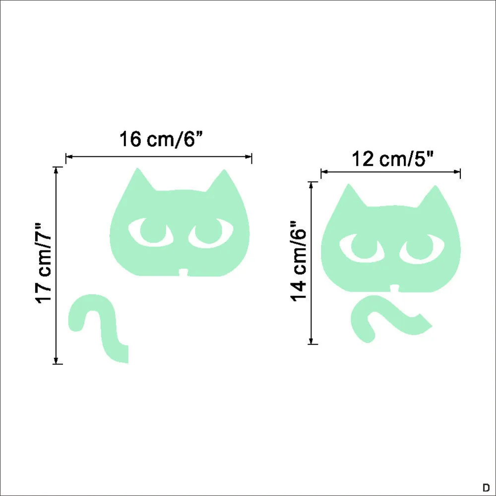 Милый креативный котенок кошка светящееся Серебристое свечение переключатель настенный стикер домашняя фосфоресцирующая палочка для котенка зеленая наклейка на стену s0.365