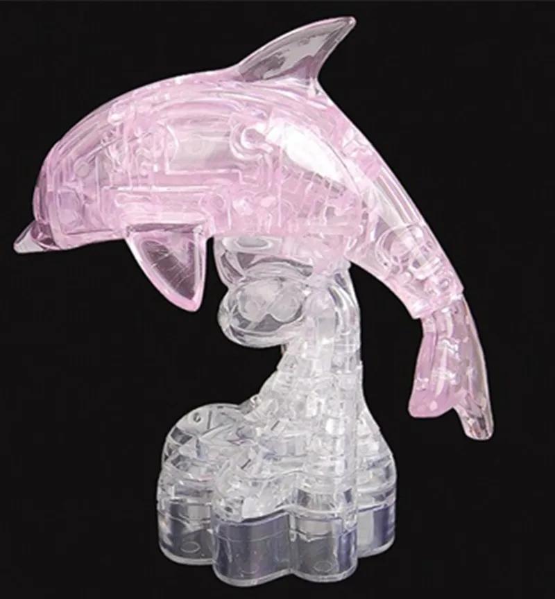 3D Кристалл Панда головоломка игрушка DIY Aniaml панда собранная модель головоломка интеллектуальная подарок на день рождения год игрушка для детей - Цвет: Pink Dolphin