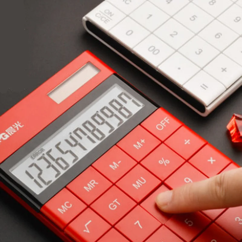 جديد الكرتون البسيطة حاسبة 12 أرقام عرض المزدوج امدادات الطاقة لطيف الحلوى Calculadora الشمسية Hesap Calculatrice Solaire