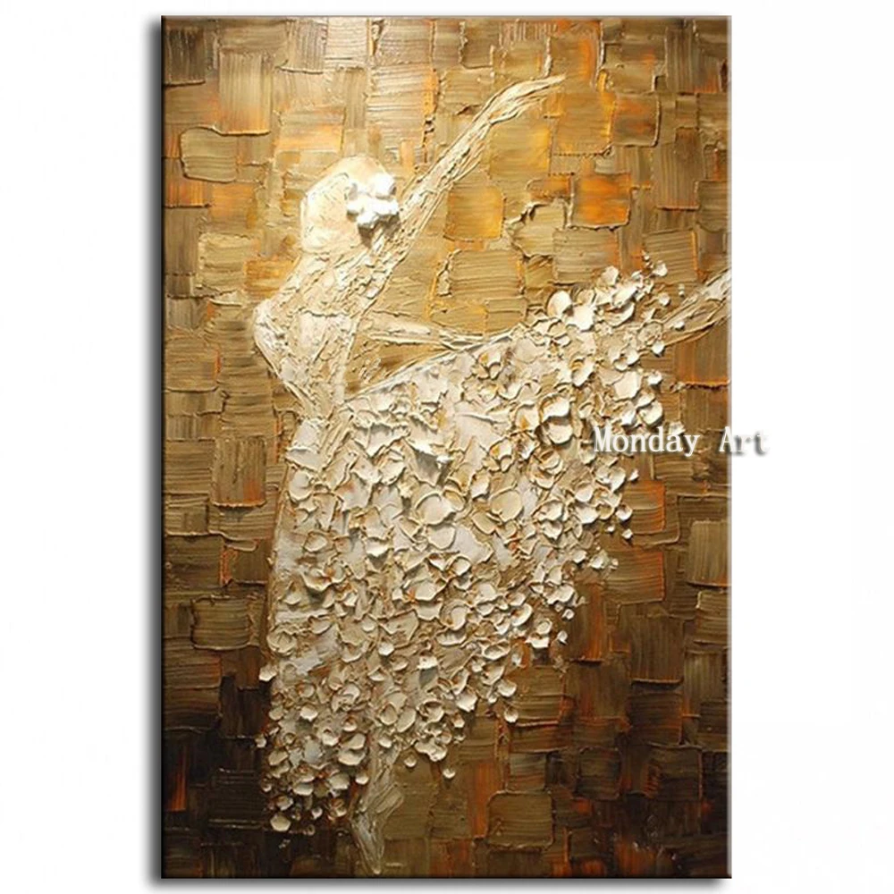 

Hand Painted Modern Ballet Dancer Picture Abstract Palette Knife Oil Painting Canvas Wall Art Home Decoratio For Living Room