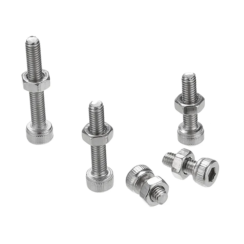 Suleve M3SS6 210 шт M3 Нержавеющая сталь Шестигранная винты с головкой шляпкой набор гаек набор серебро