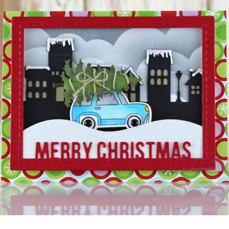 

2 Frame Merry Christmas&Joy Metal Cutting Dies New Stencils for DIY Scrapbooking Paper Cards Making Craft Decoration