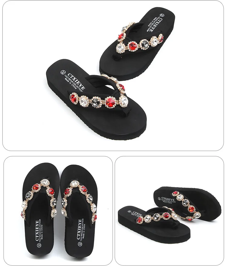 Женские повседневные летние тапочки на плоской подошве; Вьетнамки; женская обувь с украшением в виде кристаллов; удобные детские пляжные сандалии для девочек; sandalias; b25