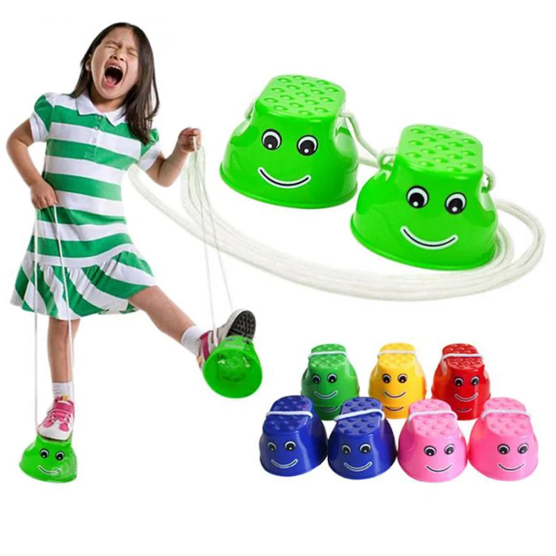 1 пара, Детская уличная пластиковая балансировочная тренировка, улыбающееся лицо, ходули для прыжков, обувь, игрушка-ходунок, забавные спортивные игрушки, подарок